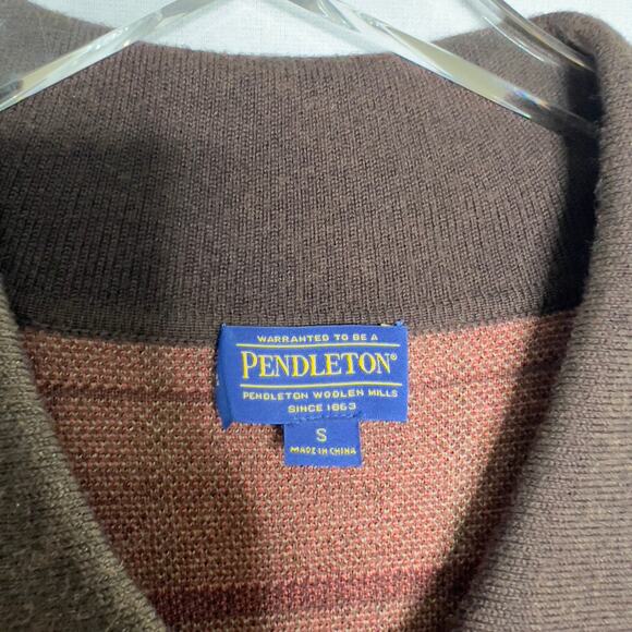 Pendleton S Merino Wool Brown Plaid Long Line Cardigan Pockets Preppy Cabin - Picture 3 of 10